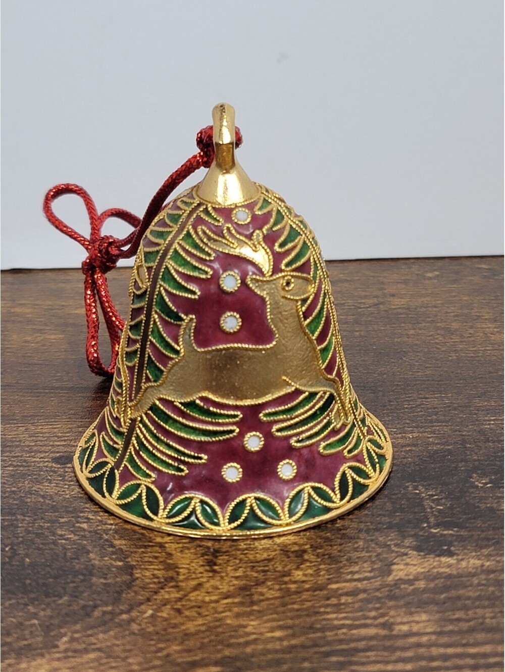 Cloisonne Christmas Enameled Bell Ornament